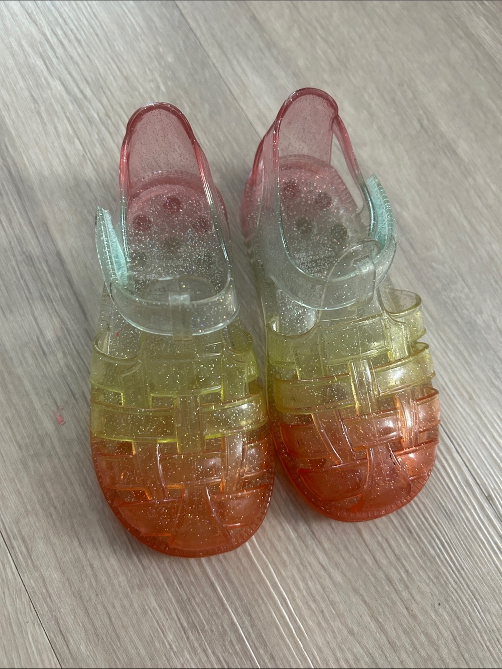 GAP Kids Glitter Jelly Sandals - Rainbow Pink Yellow Orange